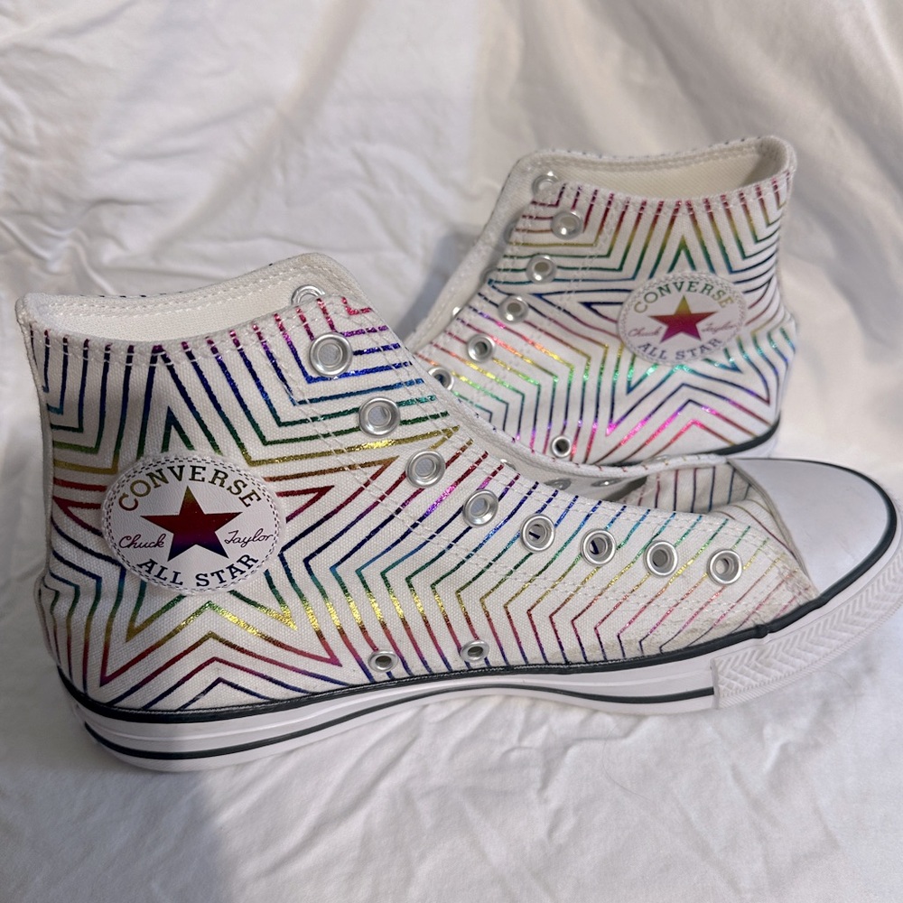 Converse Rainbow Striped High Tops Pride